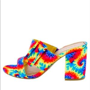 Rainbow TieDye Womens Block Heel